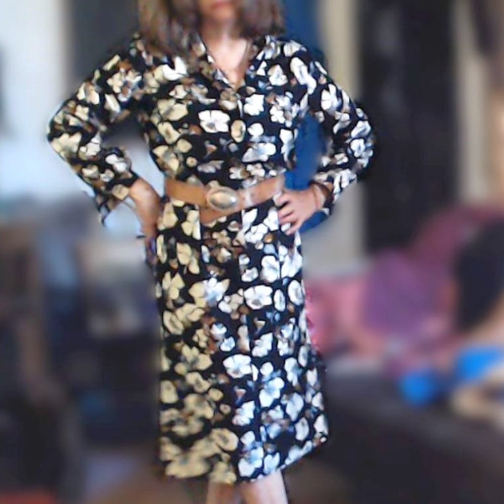 SOLD Vtg Classic Midi Shirtdress Fall & Spring L Shirtdress LA L